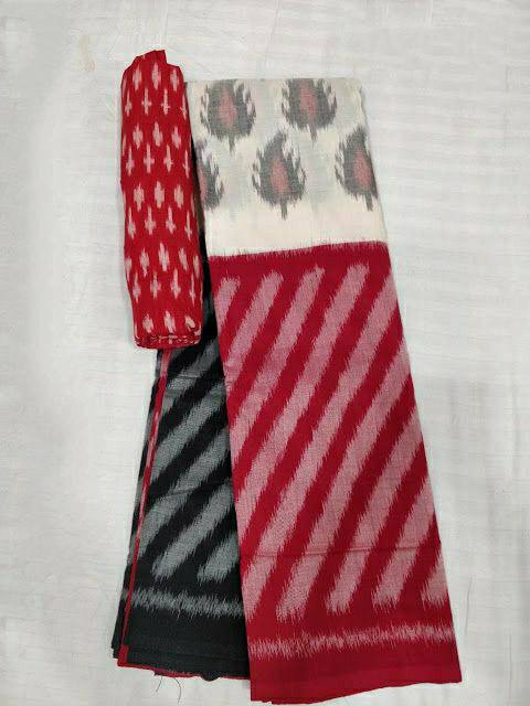 Grey Printed Cotton Sarees