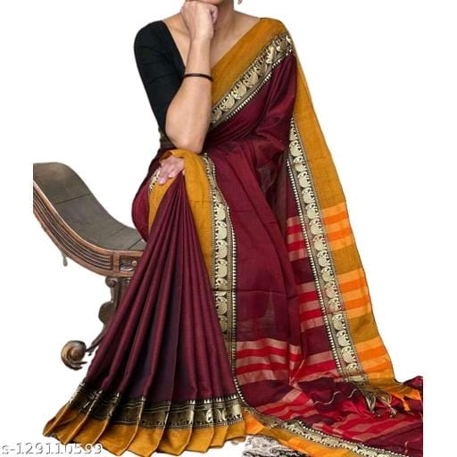 Pure Handloom Saree in Plain Maroon Colour