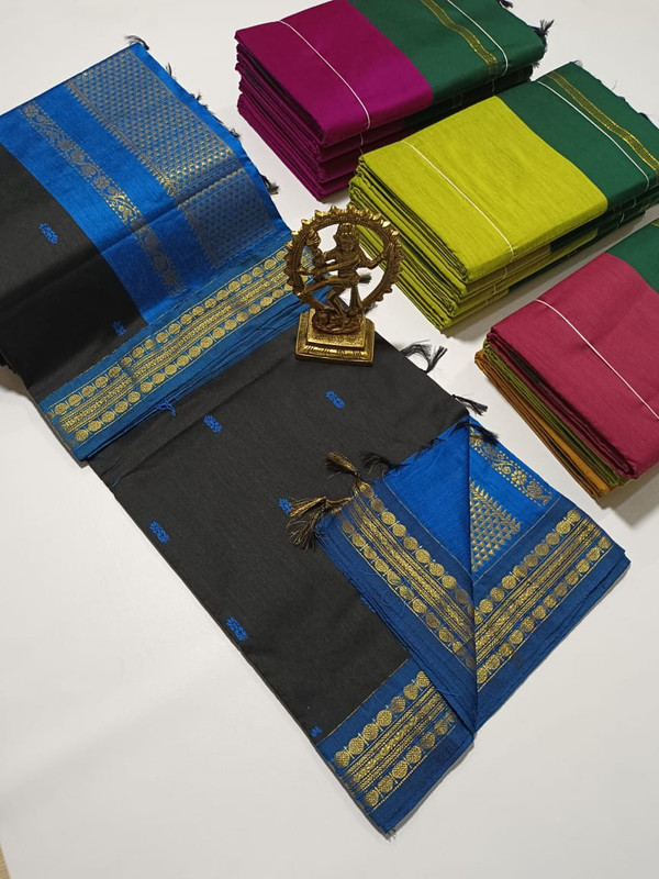 Black Pure Cotton Silk Saree