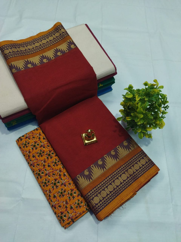 Daily Wear Blood Red Colour Saree