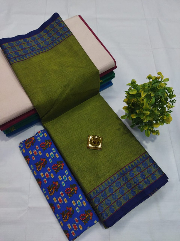 Daily Wear Olive Green Coloured Saree