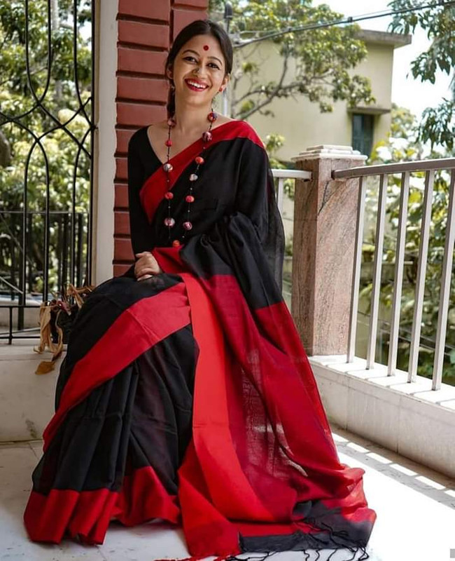 Black Cotton Handloom Saree
