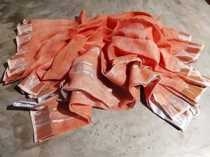 Peach Cotton Handloom Saree