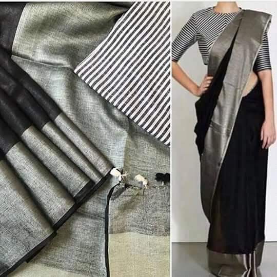 Black Cotton Handloom Saree