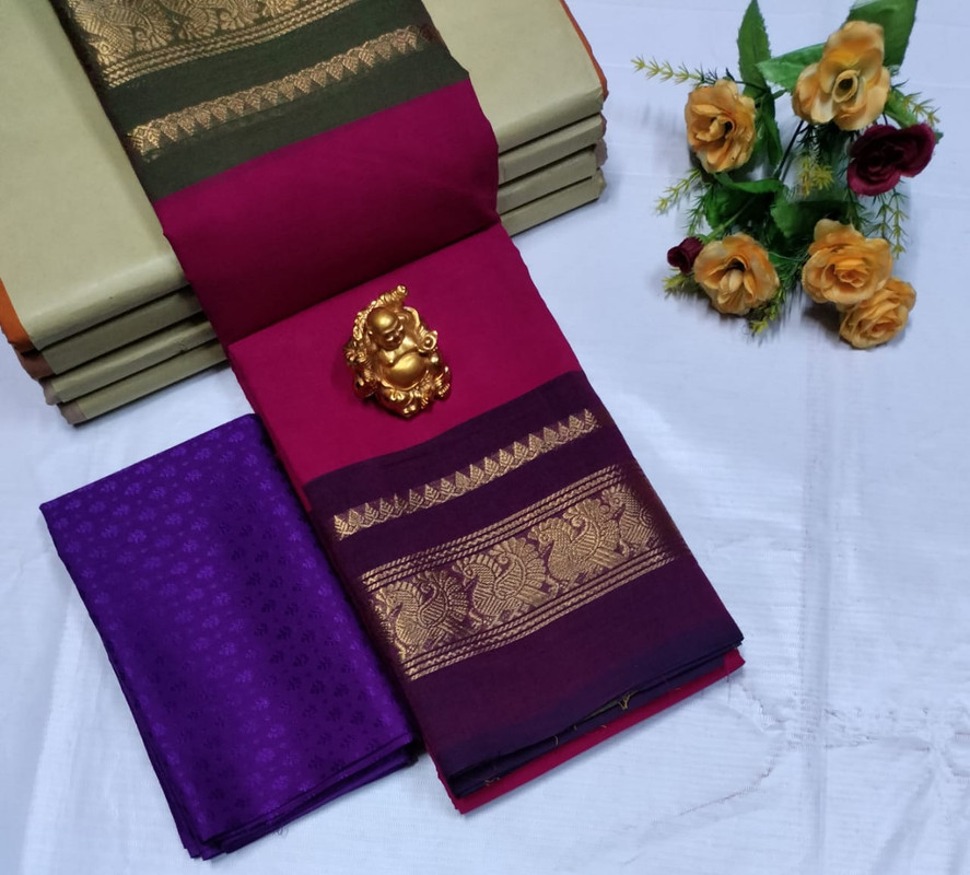 Dark Navy Blue  Premium Cotton Saree