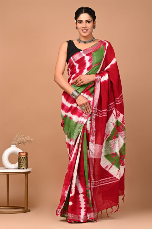 Blood Red Kalamkari Print Saree
