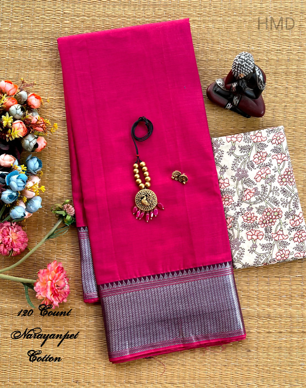 Pure Handloom Saree in Plain Pink