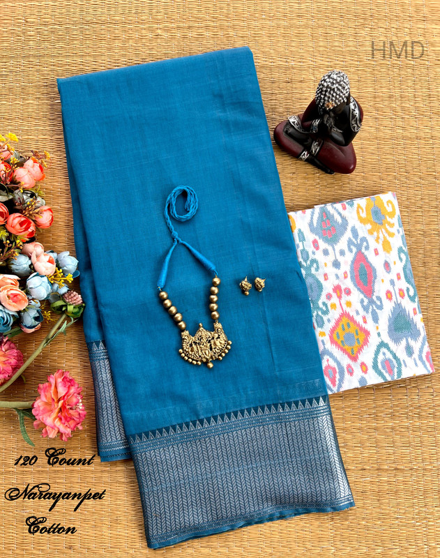 Pure Handloom Saree in Bright Sky Blue Colour