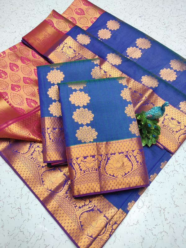 Blue Colour Semi Silk Saree