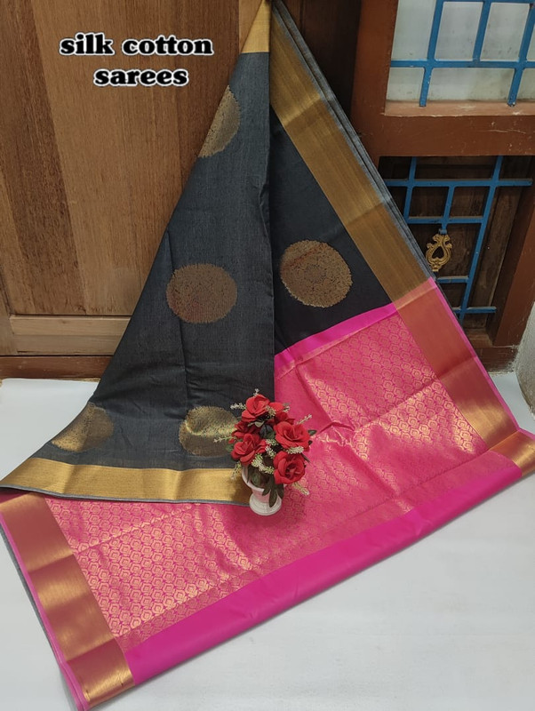 Grey Cotton Silk Saree