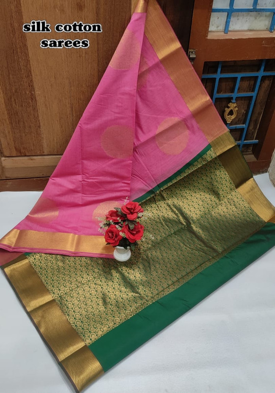 Pinkish Cotton Silk Saree