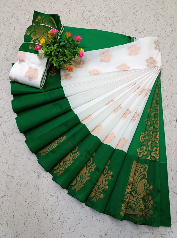 White Pure Cotton Silk Saree