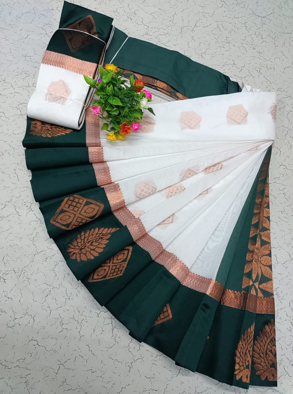 White Pure Cotton Silk Saree