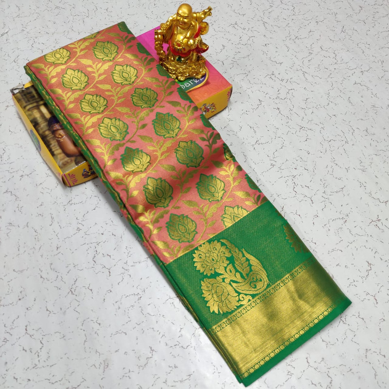 Pure Tissue Silk Saree Peach Colour