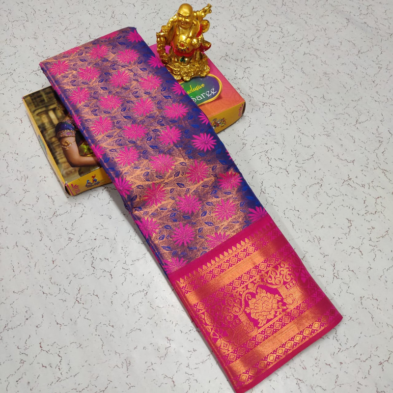 Blue Colour Pure Tissue Silk Saree