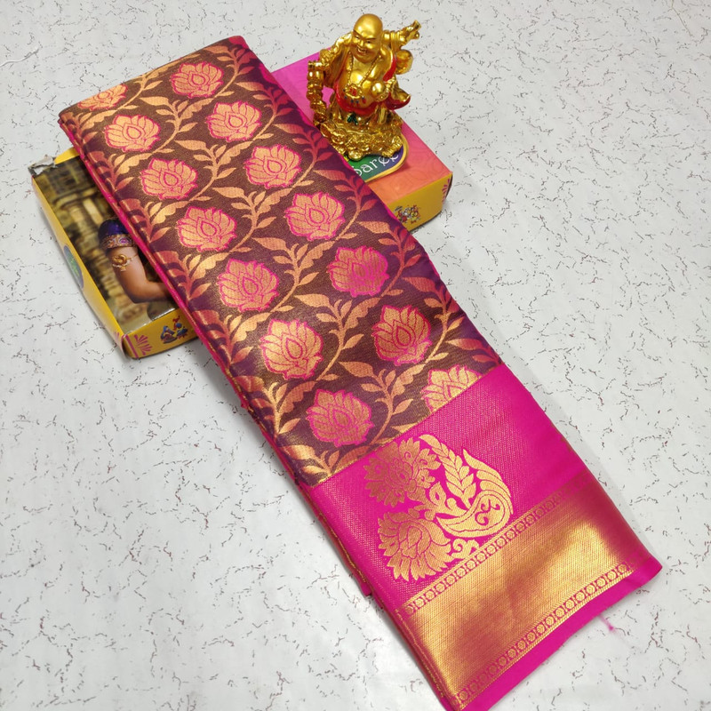 Pink Colour Pure Tissue Silk Saree
