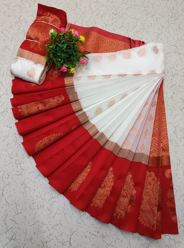 White Pure Cotton Silk Saree