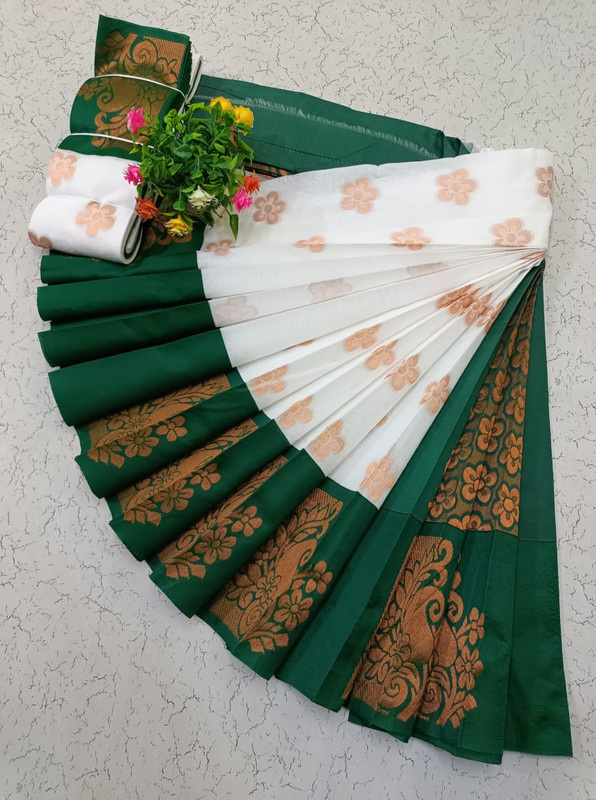 White Pure Cotton Silk Saree