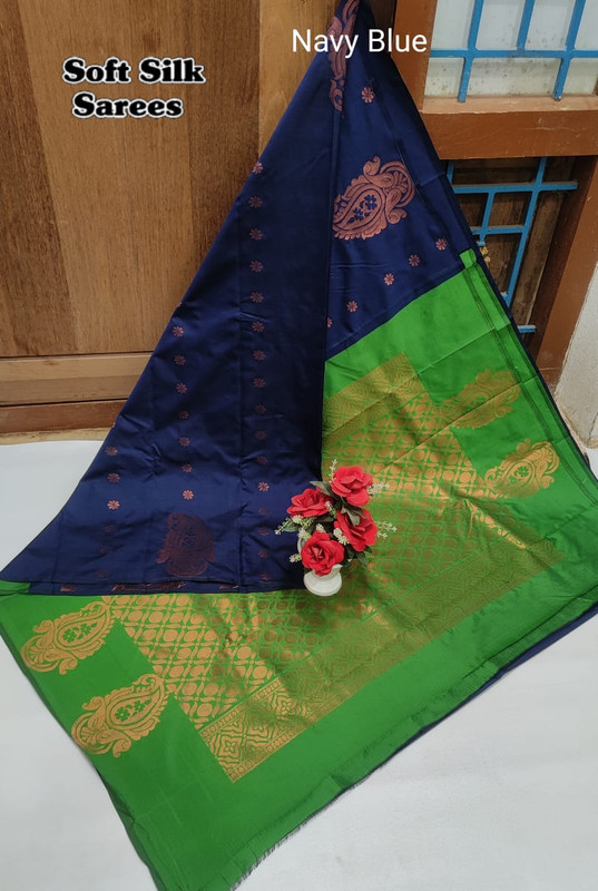 Soft Silk Sarees in Shinning Navy Blue Colour