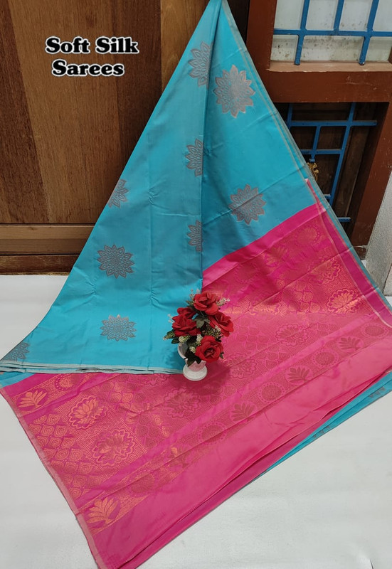 Soft Silk Sarees Beautiful Sky Blue Colour