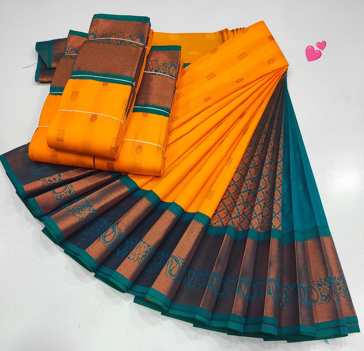 Bright Orange Yellow Saree