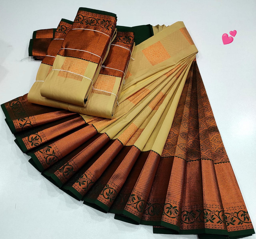 Soft Silk Saree Cremish Colour