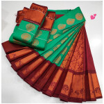 Soft Silk Saree Bright Cyan Colour