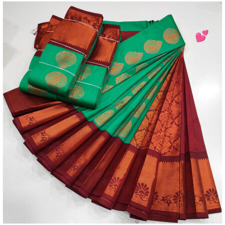 Bright Cyan Silk Saree