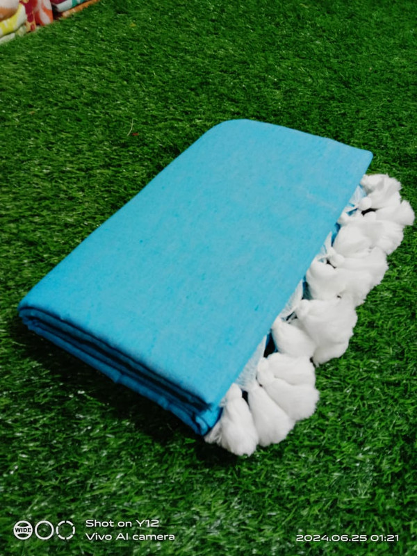 Blue Handloom Cotton Saree.