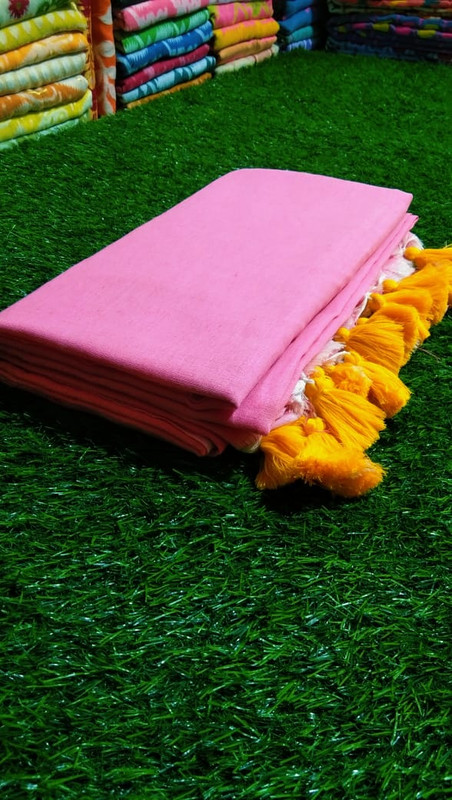 Baby Pink Cotton Handloom Cotton Saree