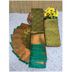 Soft Semi Silk Saree Shinning Green Colour