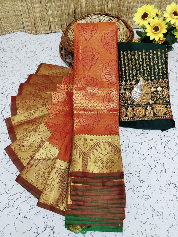 Soft Semi Silk Saree Shinning Reddish