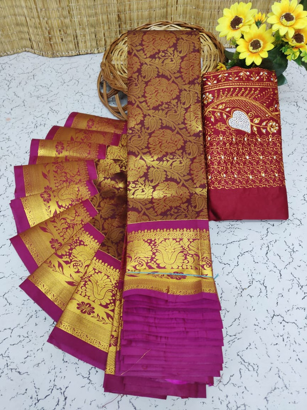 Soft Semi Silk Saree Shinning Maroon