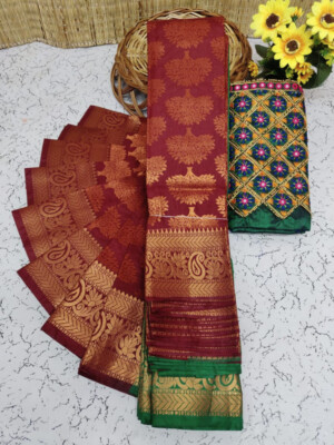 Soft Semi Silk Saree Shinning Red
