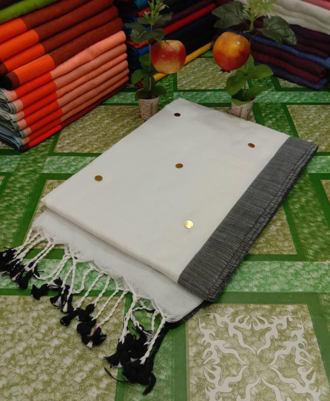 White Gini Handloom Saree
