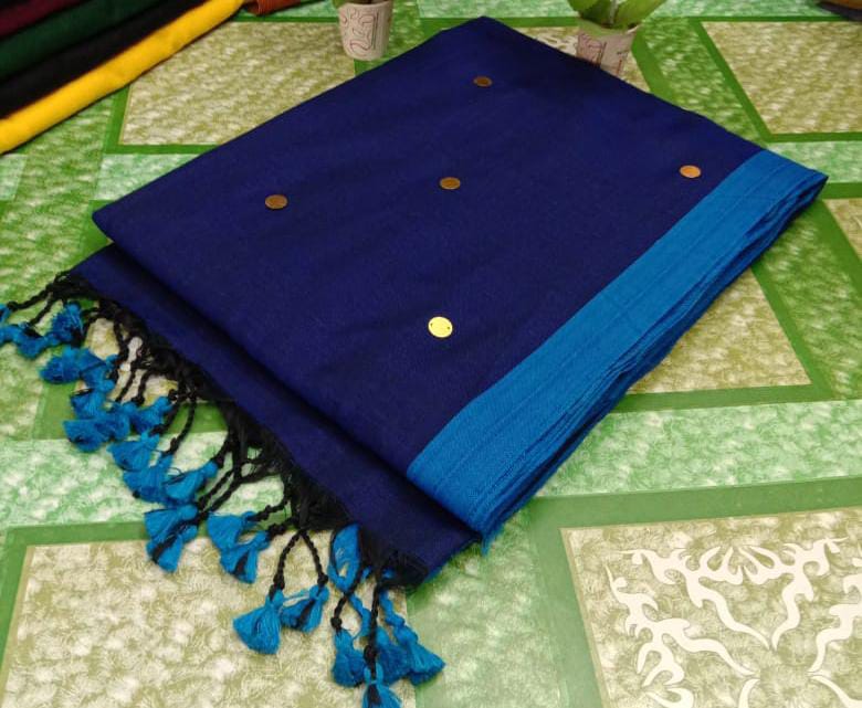 Plain Royal Blue Saree