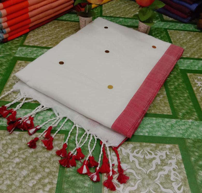 White Gini Khadi Sarees