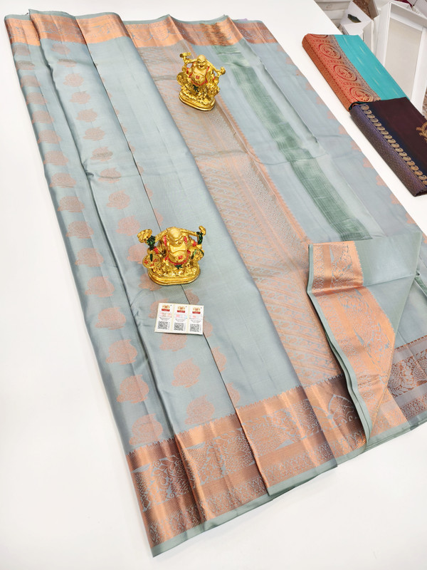 Pure Kachinpuram Soft Silk in Pastel Sandle Colour Body with Golden Pallu